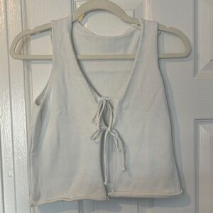 Elegant Cream Tie-Front Tank Top